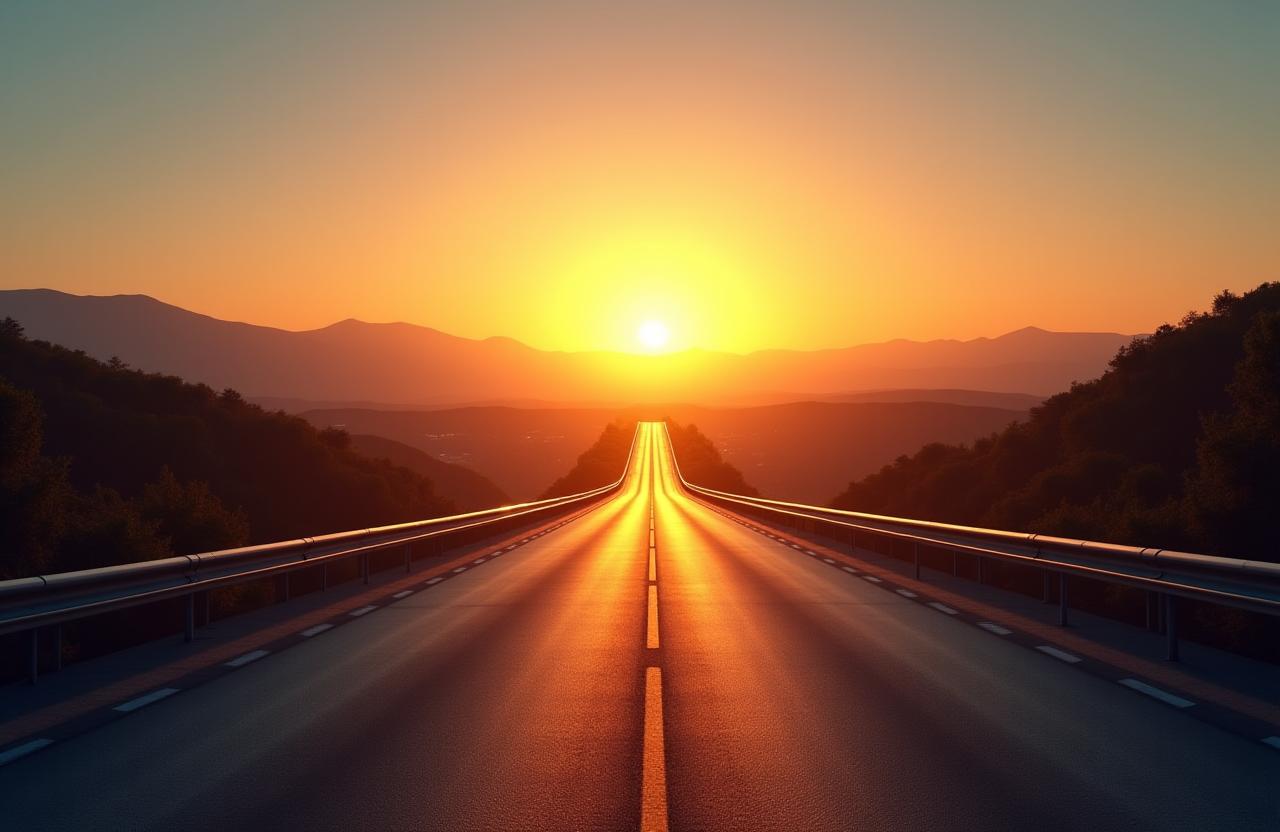 Vista panorámica de una autopista moderna en México al atardecer.